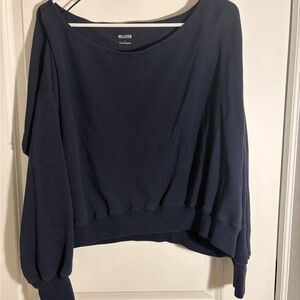 Hollister Navy Blue Off-Shoulder Sweater